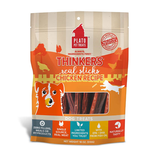 Photo of Plato Pet Treats-Plato Pet Treats Thinkers Meat Stick Dog Treat-Chicken-18 oz-from Pet Wish Pros