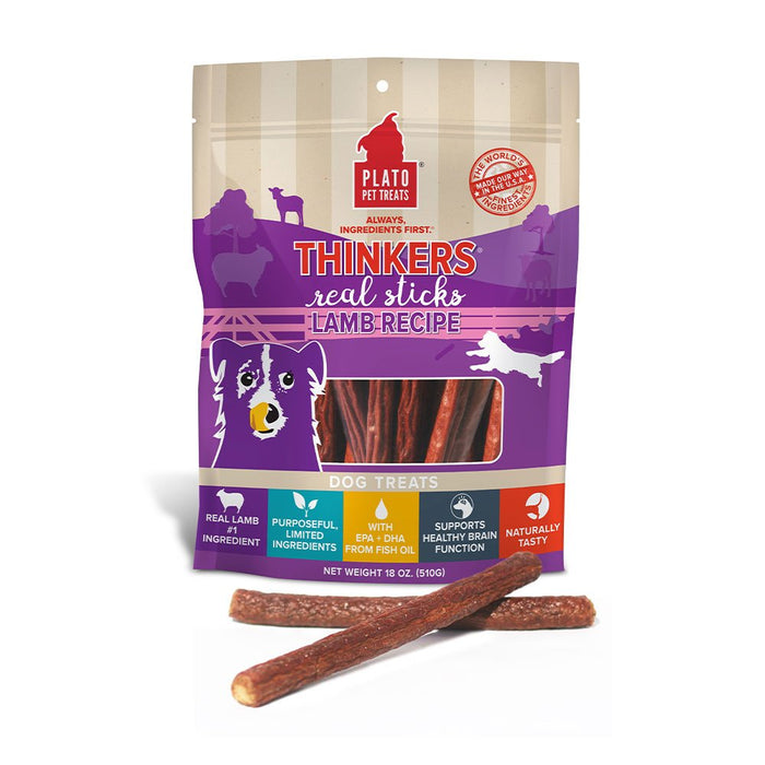 Photo of Plato Pet Treats-Plato Pet Treats Thinkers Meat Stick Dog Treat-Lamb-18 oz-from Pet Wish Pros