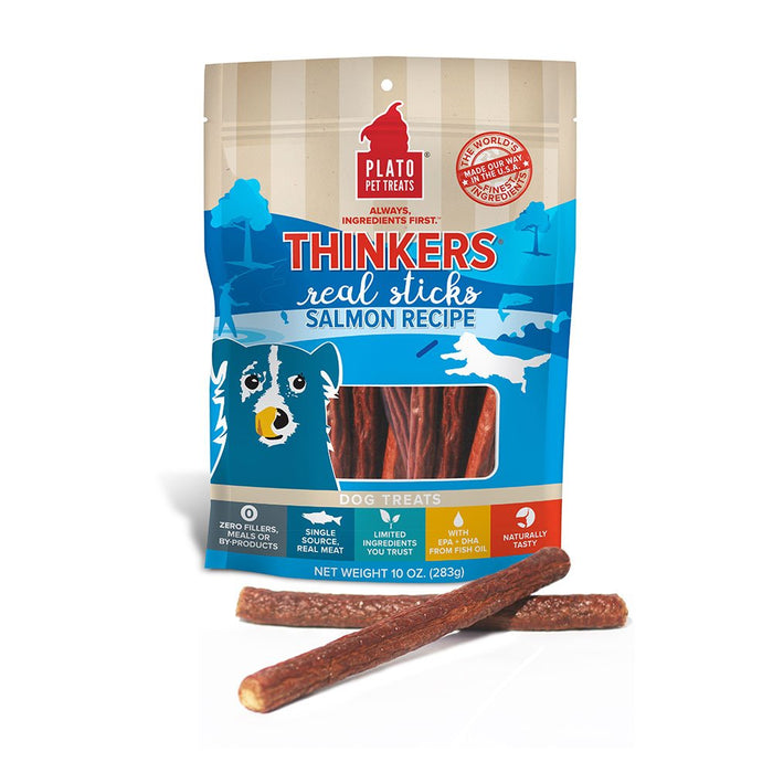 Photo of Plato Pet Treats-Plato Pet Treats Thinkers Meat Stick Dog Treat-Salmon-10 oz-from Pet Wish Pros