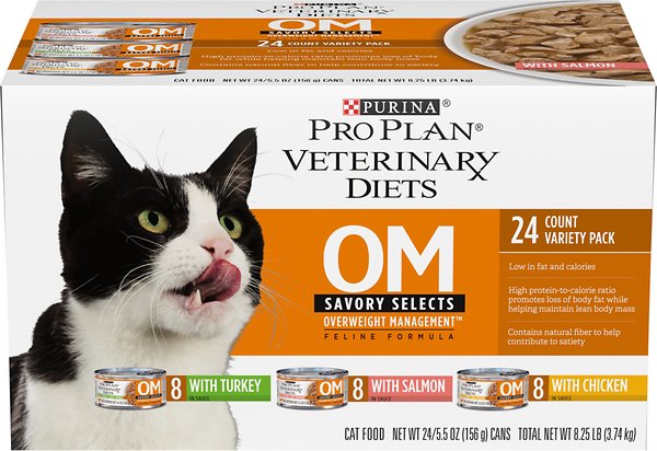 Photo of Purina-Purina Pro Plan Veterinary Diets OM Overweight Management Wet Cat Food-Variety Pack (Assortment of Chicken & Salmon)-24 cans-from Pet Wish Pros