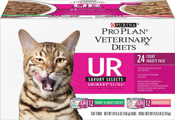 Photo of Purina-Purina Pro Plan Veterinary Diets UR Urinary St/Ox Wet Cat Food-Variety Pack (Assortment of Turkey & Giblets & Salmon)-24 cans-from Pet Wish Pros