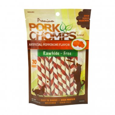 Photo of Scott Pet Products-Pork Chomps Mini Twists Dog Treat-Pepperoni-30 count-from Pet Wish Pros