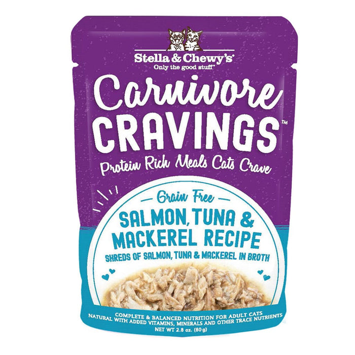 Photo of Stella & Chewy's-Stella & Chewy's Carnivore Cravings Cat Food Pouches-(2.8 oz) [24 count]-Salmon, Tuna & Mackerel Recipe-from Pet Wish Pros