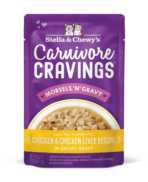 Photo of Stella & Chewy's-Stella & Chewy's Carnivore Cravings Morsels'N'Gravy Cat Food Pouches-Chicken & Chicken Liver-(2.8 oz) [12 count]-from Pet Wish Pros