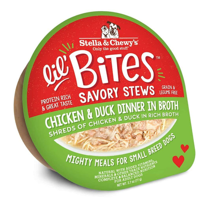 Photo of Stella & Chewy's-Stella & Chewy's Lil' Bites Savory Stews in Broth for Dogs-(2.7 oz) [12 count]-Chicken & Duck Dinner-from Pet Wish Pros