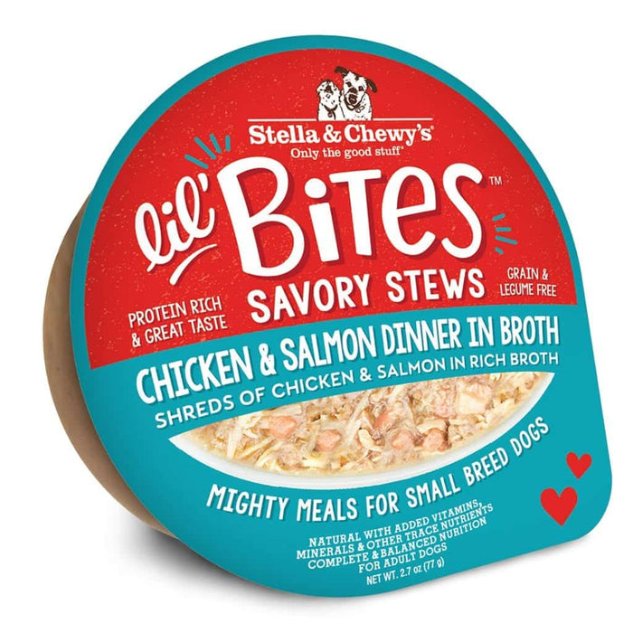 Photo of Stella & Chewy's-Stella & Chewy's Lil' Bites Savory Stews in Broth for Dogs-(2.7 oz) [12 count]-Chicken & Salmon Dinner-from Pet Wish Pros