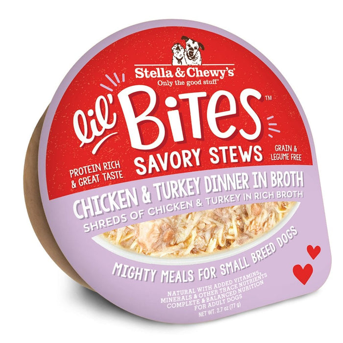 Photo of Stella & Chewy's-Stella & Chewy's Lil' Bites Savory Stews in Broth for Dogs-(2.7 oz) [12 count]-Chicken & Turkey Dinner-from Pet Wish Pros