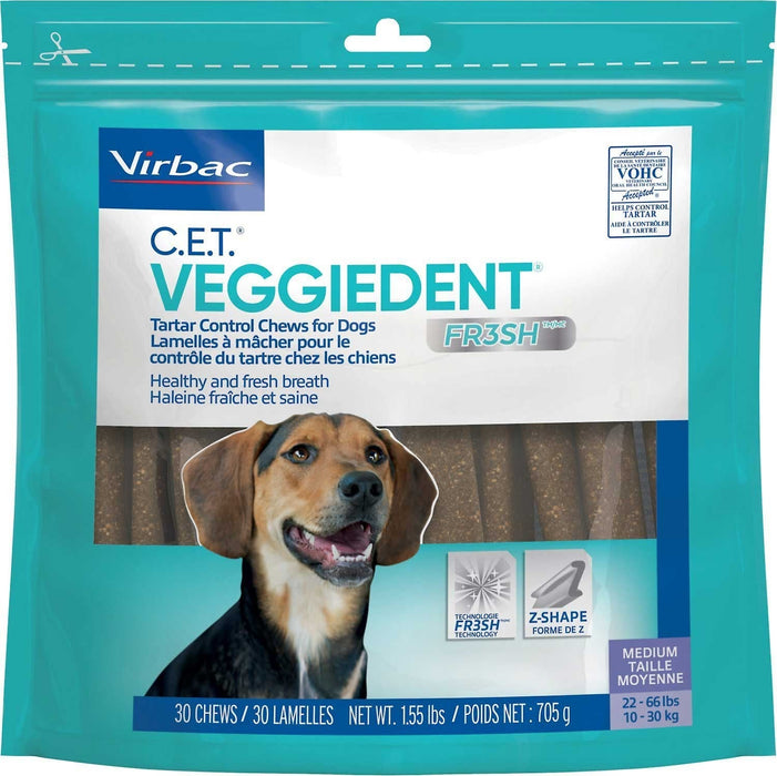 Photo of Virbac-C.E.T. VeggieDent FR3SH Tartar Control Chews for Dogs-Medium-30 count-from Pet Wish Pros