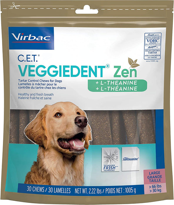 Photo of Virbac-C.E.T. VeggieDent Zen Tartar Control Chews for Dogs-Large-30 count-from Pet Wish Pros