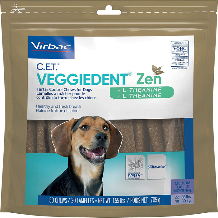 Photo of Virbac-C.E.T. VeggieDent Zen Tartar Control Chews for Dogs-Medium-30 count-from Pet Wish Pros