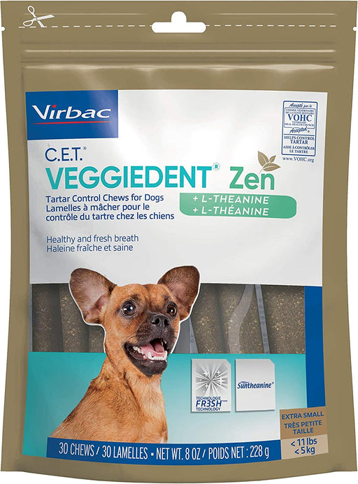 Photo of Virbac-C.E.T. VeggieDent Zen Tartar Control Chews for Dogs-X-Small-30 count-from Pet Wish Pros