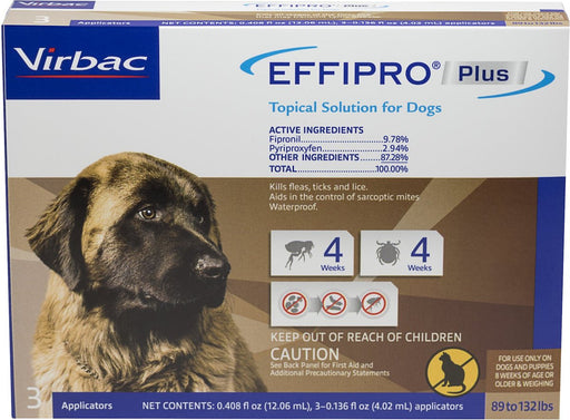 Photo of Virbac-Effipro Plus Topical Solution for Dogs-89 - 132 lb-3 count-from Pet Wish Pros