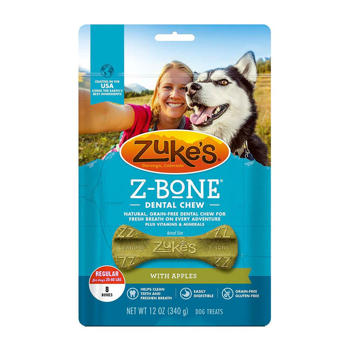 Photo of Zukes-Zuke's Z-Bone Grain-Free Dental Chew for Dogs-Apple-Regular-8 count-from Pet Wish Pros