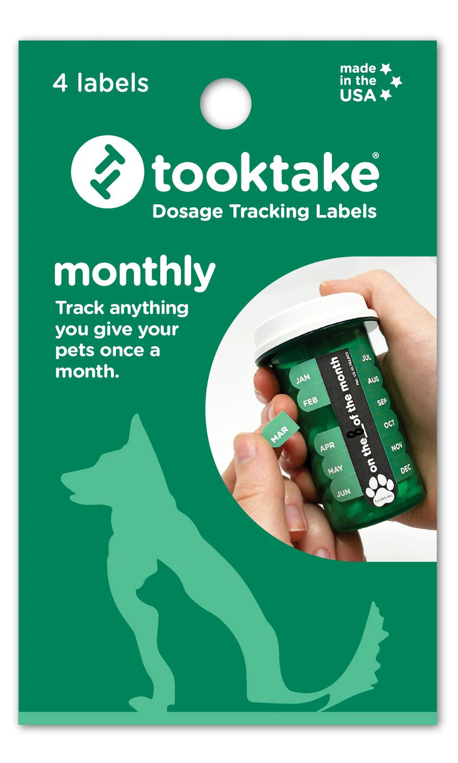 Photo of tooktake-tooktake Dosage Reminder Labels for Pets-Monthly-from Pet Wish Pros